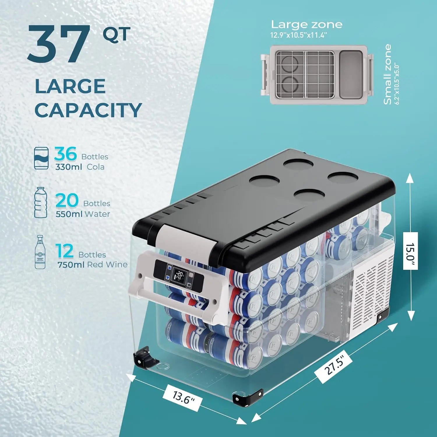 Euhomy Hot Selling Refrigerator 38QT(35L) Electric Cooler 12v Portable Car Refrigerator Cooler Box for Travel