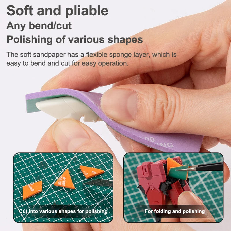 9Pcs/set 400~1200 Semi-rigid Sanding Sticks For Assembling Model Build Tools Hobby DIY MS-E Plastic Model Polishing Rod