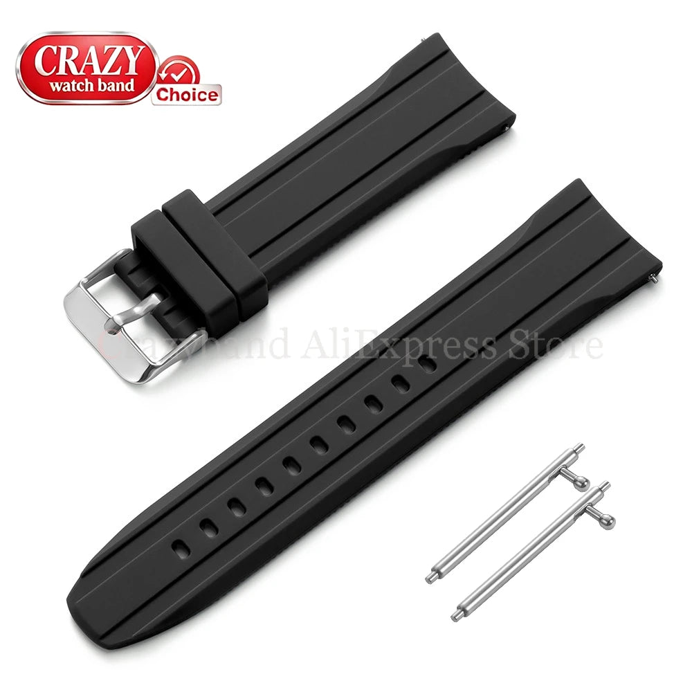 Soft Silicone Watch Band Bracelet for Seiko for Citizen for Casio Women Men‘s Wrist Belt High Elasticity Bracelet 20mm22mm Strap