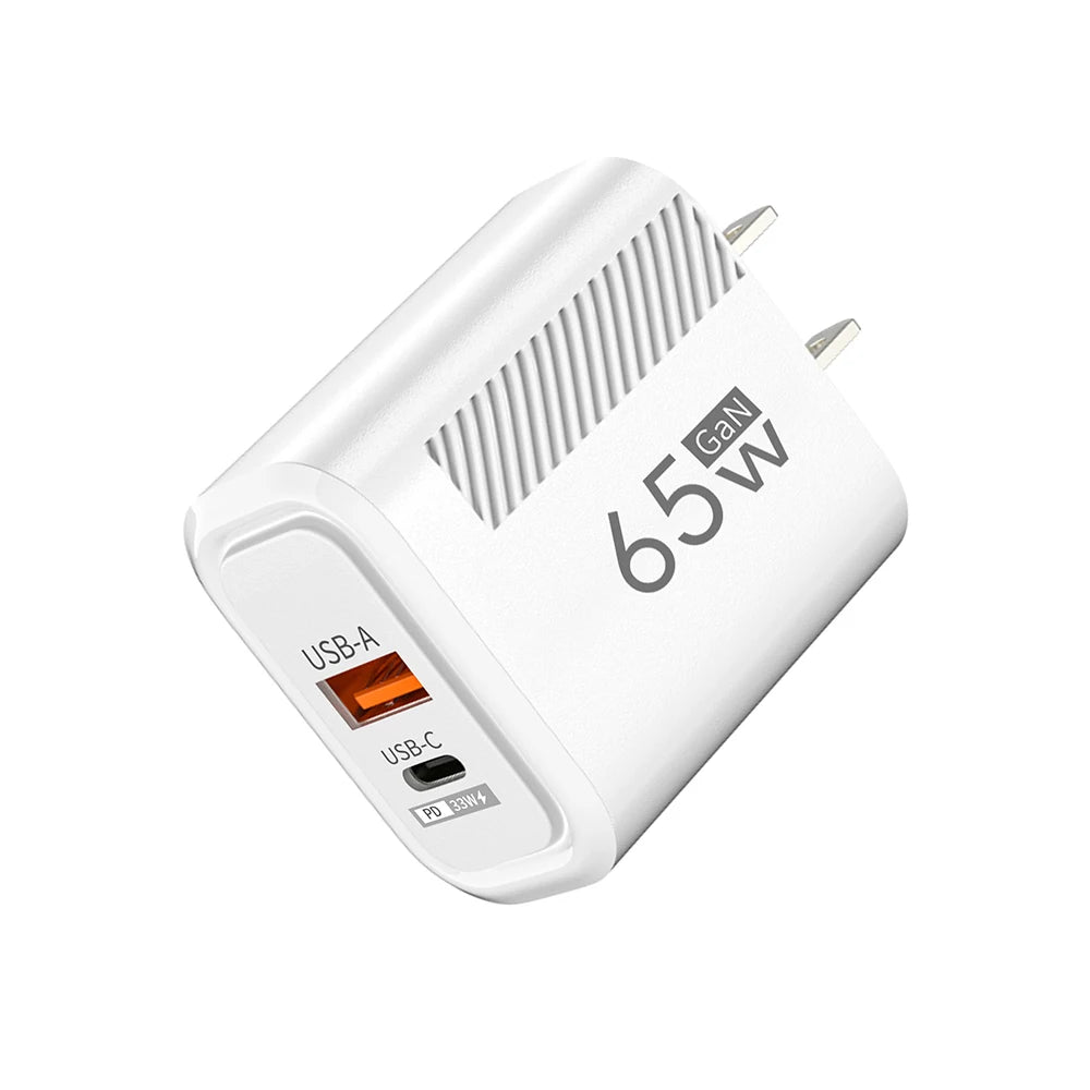 PD 65W GaN Charger USB C Fast Chargering Adapter For Samsung S23 S22 iPhone 15 14 Xiaomi Huawei LG Quick Charge 3.0 USB Charger
