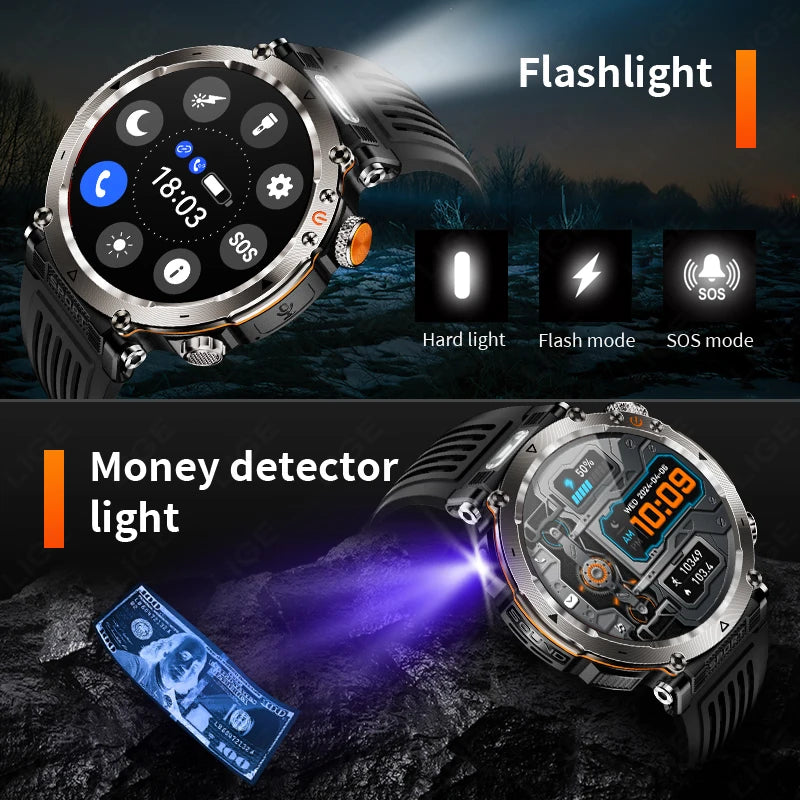 LIGE New Outdoor Men‘s Smart Watch 600mAh Battery Compass Watches IP68 Waterproof Bluetooth Call Sports Smartwatch For Men Women