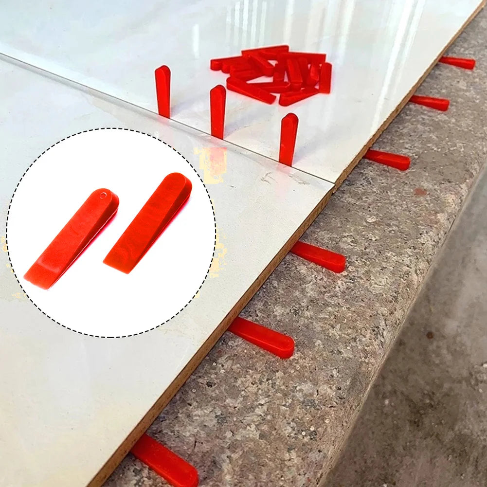 100/200pcs Tile Spacers Plastic Tile Leveling System Reusable Laying Level Wedges Red Leveler Wall Flooring Tiling Tools