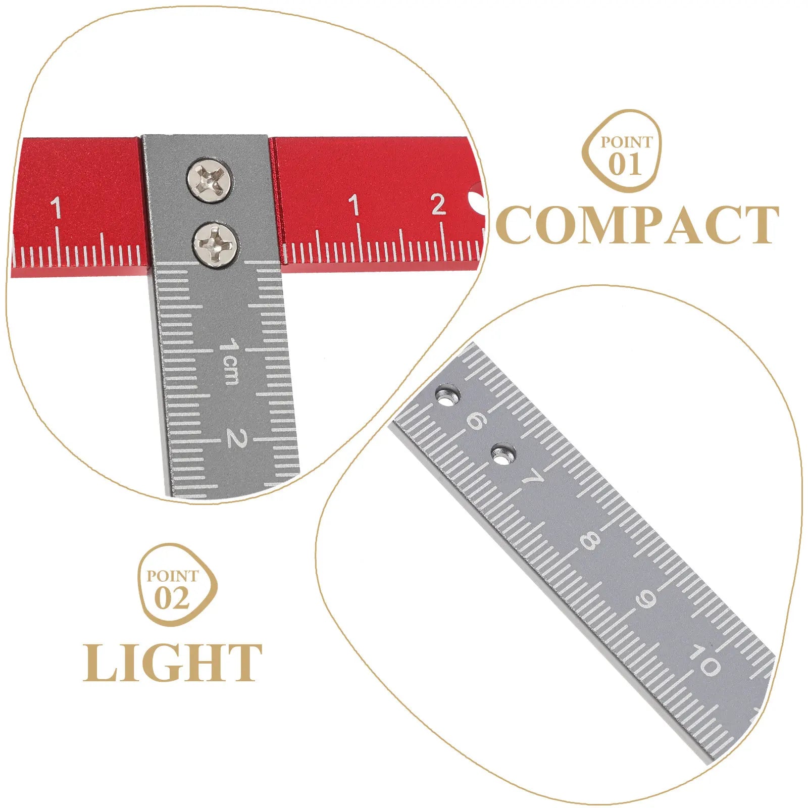 T-Shaped Aluminum Alloy Right Angle Ruler Precision Measuring Tool for Woodworking Carpentry Metalworking Construction Drafting
