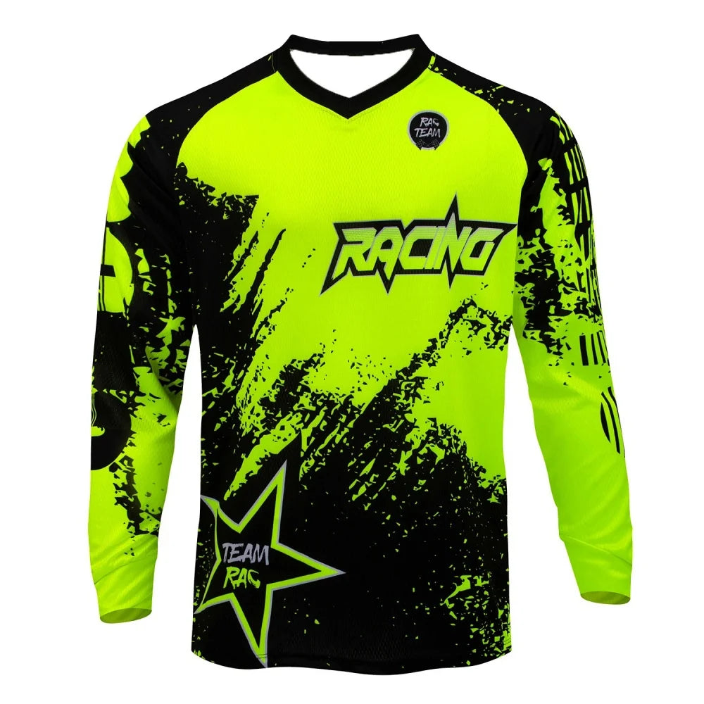 Men's Sports Long-sleeve T-shirt Motorcycle Print Fashion Casual Top for Daily Riding Training Comfortable Trendy Clothing