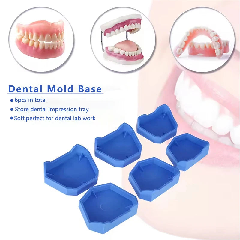 2/6Pcs Dental Model Base Silicon Plaster Model Base Denture Impression Trays Dentistry Former Base Kit Dentist Laboratory Tools