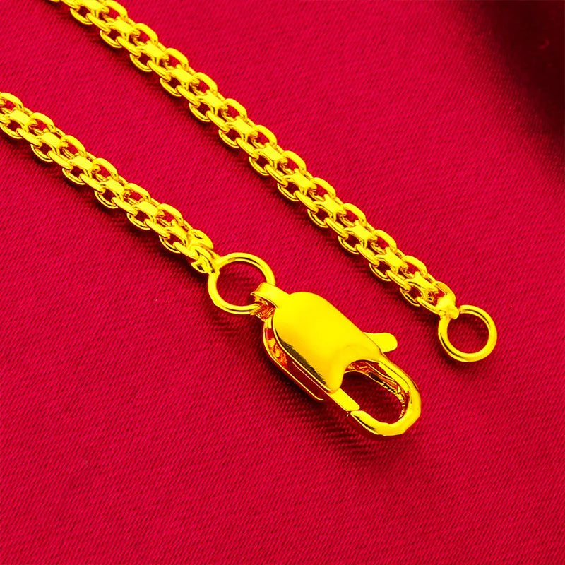 Double-Row Women's Fashion Necklace 45cm 60cm 24K Gold AU999 - 24K/AU999 pure gold, trendy double-row, 45cm daily/60cm commute