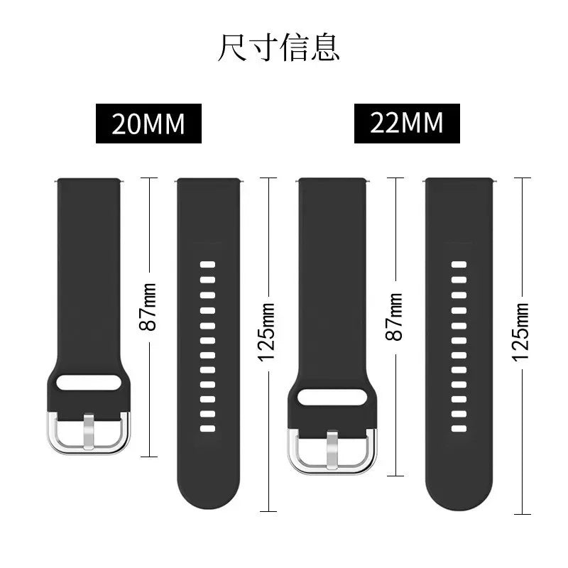 20mm/22mm Silicone band For Amazfit GTS/2/2e/3/4 GTS2 Mini/GTR 4/3/Pro/47mm/GTR2/2e/stratos 2/3 Bracelet Amazfit bip Watch strap