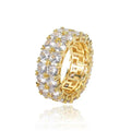 Luxury 24K 9999 Pure Gold real gold Double-row diamond ring full diamond men's ring women's ring