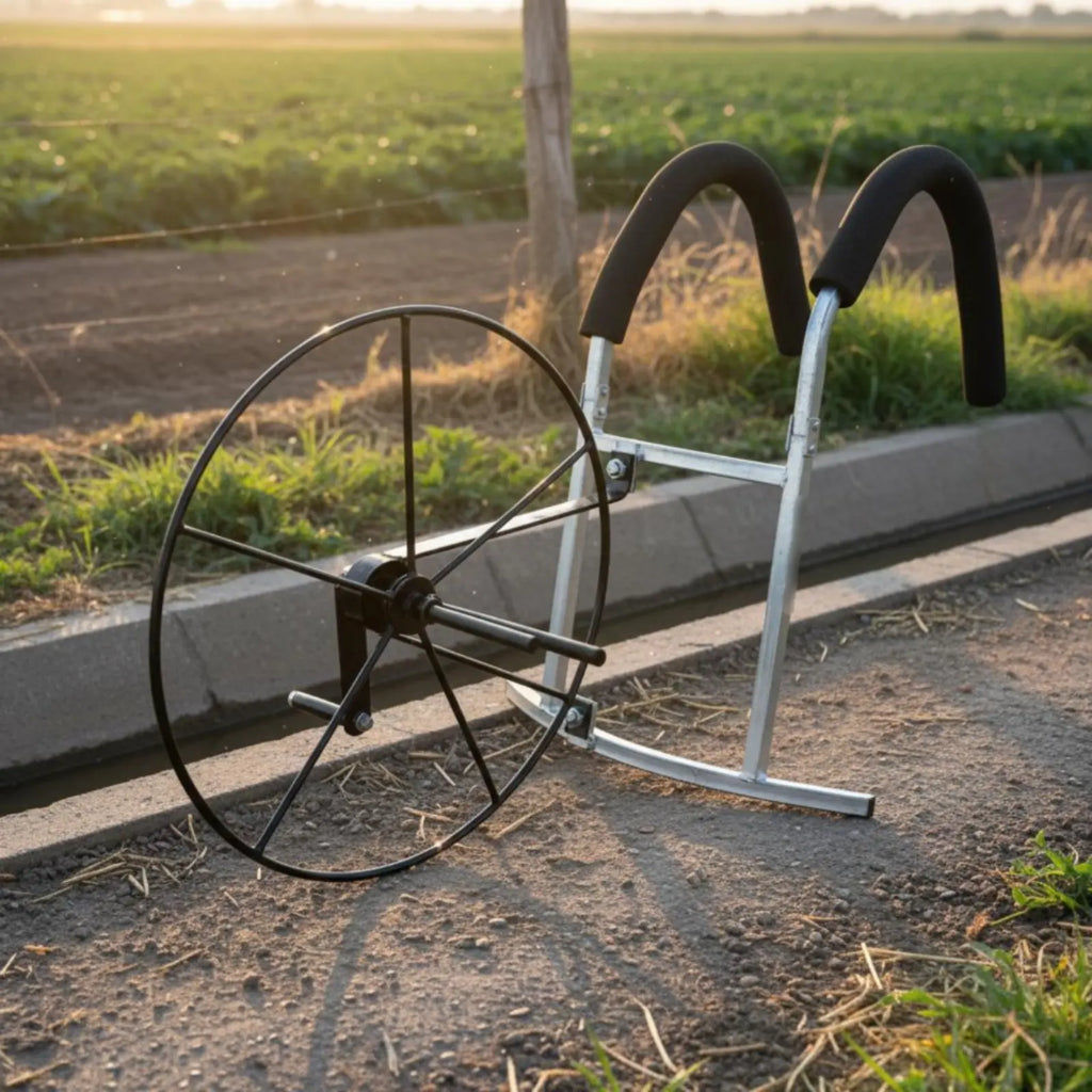 Shoulder-Carried Hose Reel Portable Hand-Crank Hose Winder Manual Irrigation Pipe Spool Sturdy Steel Construction Farming Tool