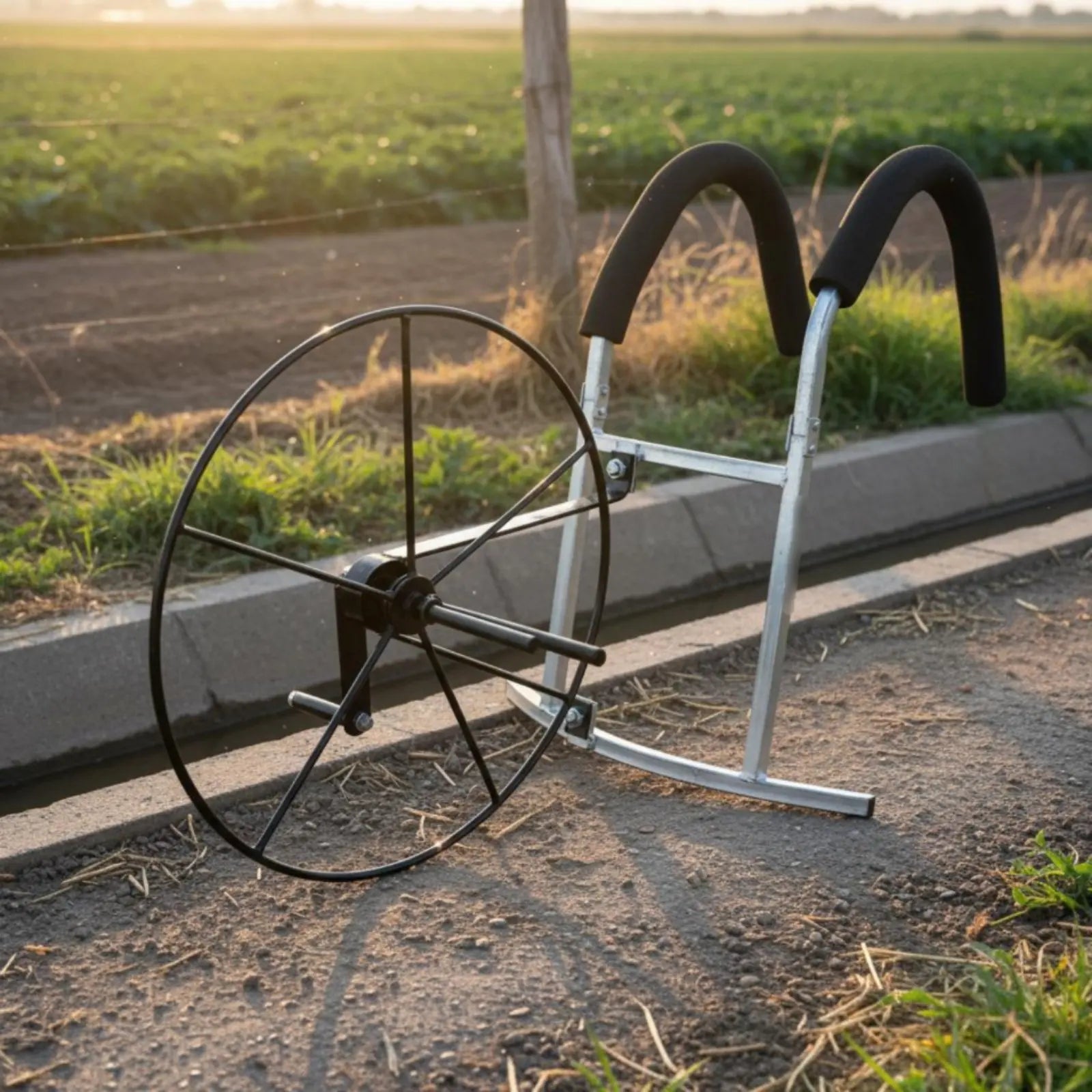 Shoulder-Carried Hose Reel Portable Hand-Crank Hose Winder Manual Irrigation Pipe Spool Sturdy Steel Construction Farming Tool