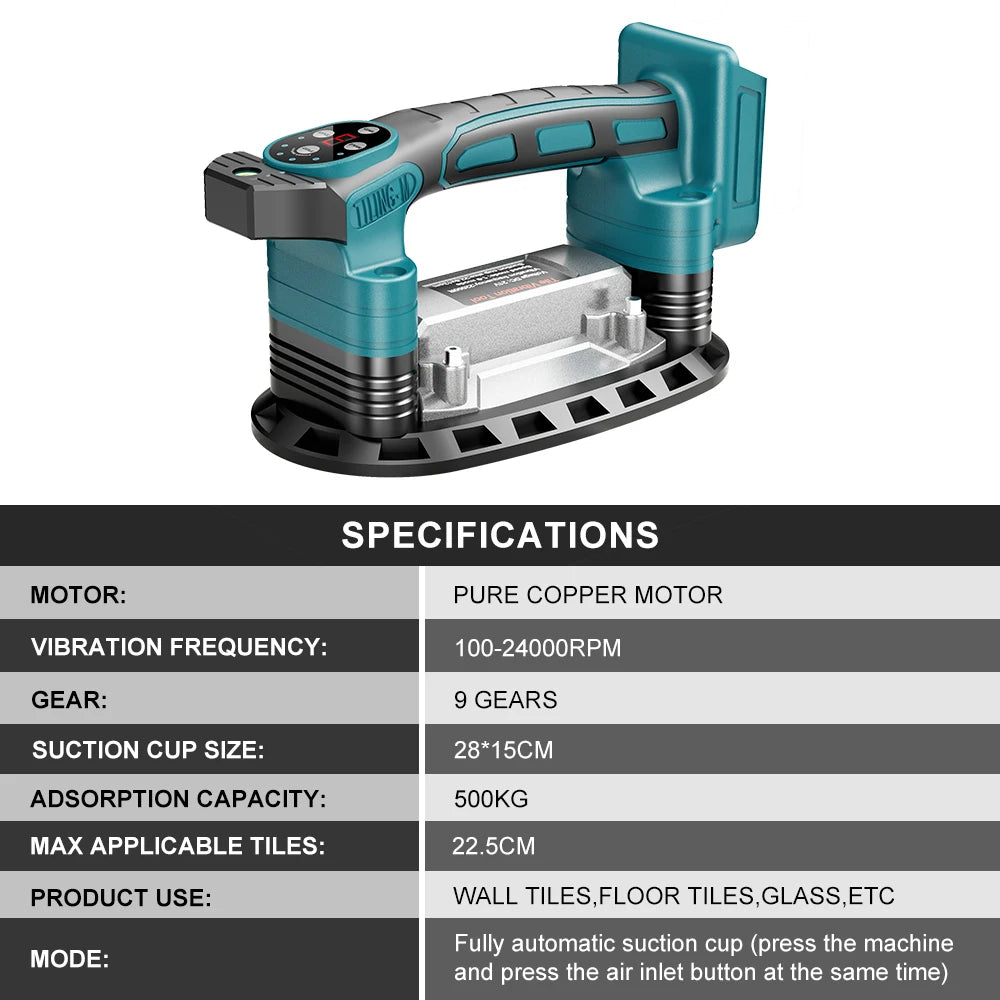 YEARTOP 9 Speed Tile Laying Machine Tile Vibration Leveling Machine Cordless Tiling Installation Power Tool for Makita Battery