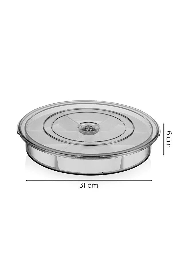 Large 6 Compartment 360 Rotating Breakfast Set Detachable Bowls Round