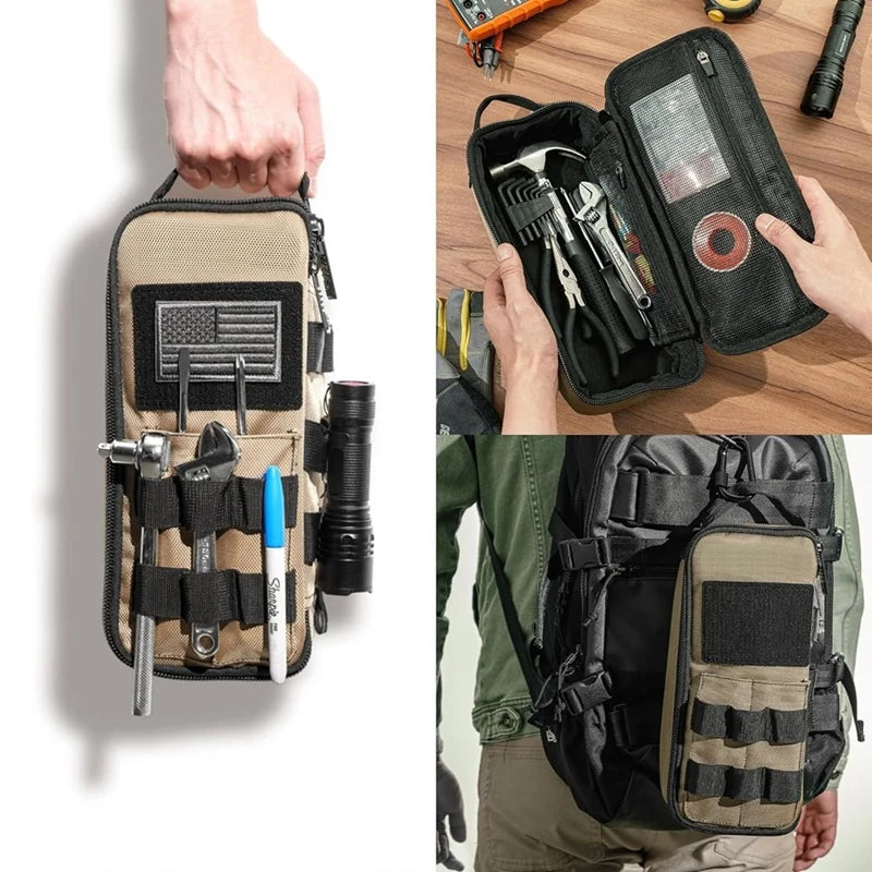 Heavy Duty Small Tool Bag Pouch Portable Utility Organizer Case Perfect for EDC, Motorcycle, Road Bike, Electricians-A07G