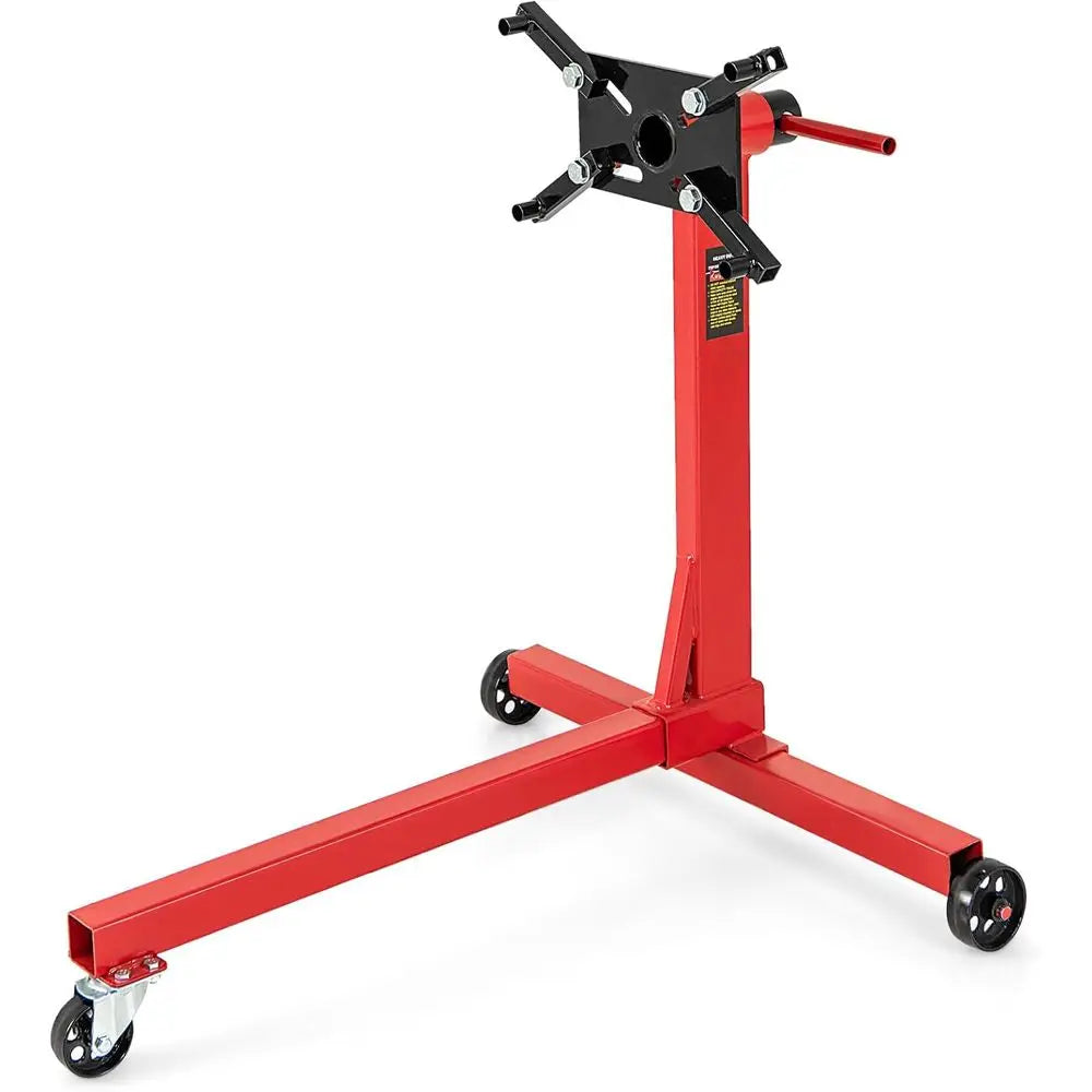 750 lbs Capacity Rotating Engine Stand with Adjustable Arms and Wheels for Auto Repair - Red
