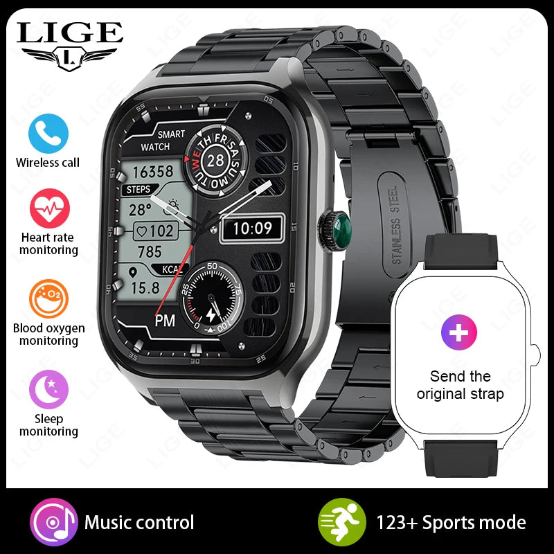 LIGE New 2.01” HD Smart Watch For Men Women Sports Fitness Heart Rate Monitoring Men’s Bracelet Bluetooth Call Ladies Smartwatch