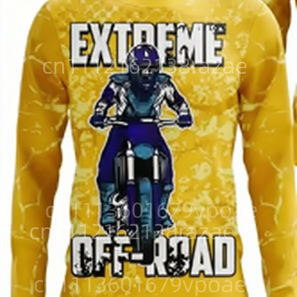 Trendy Extreme Off-Road Motorcycle Print Long-Sleeve Top Casual Fashion Unisex Daily Wear Sports T-Shirt