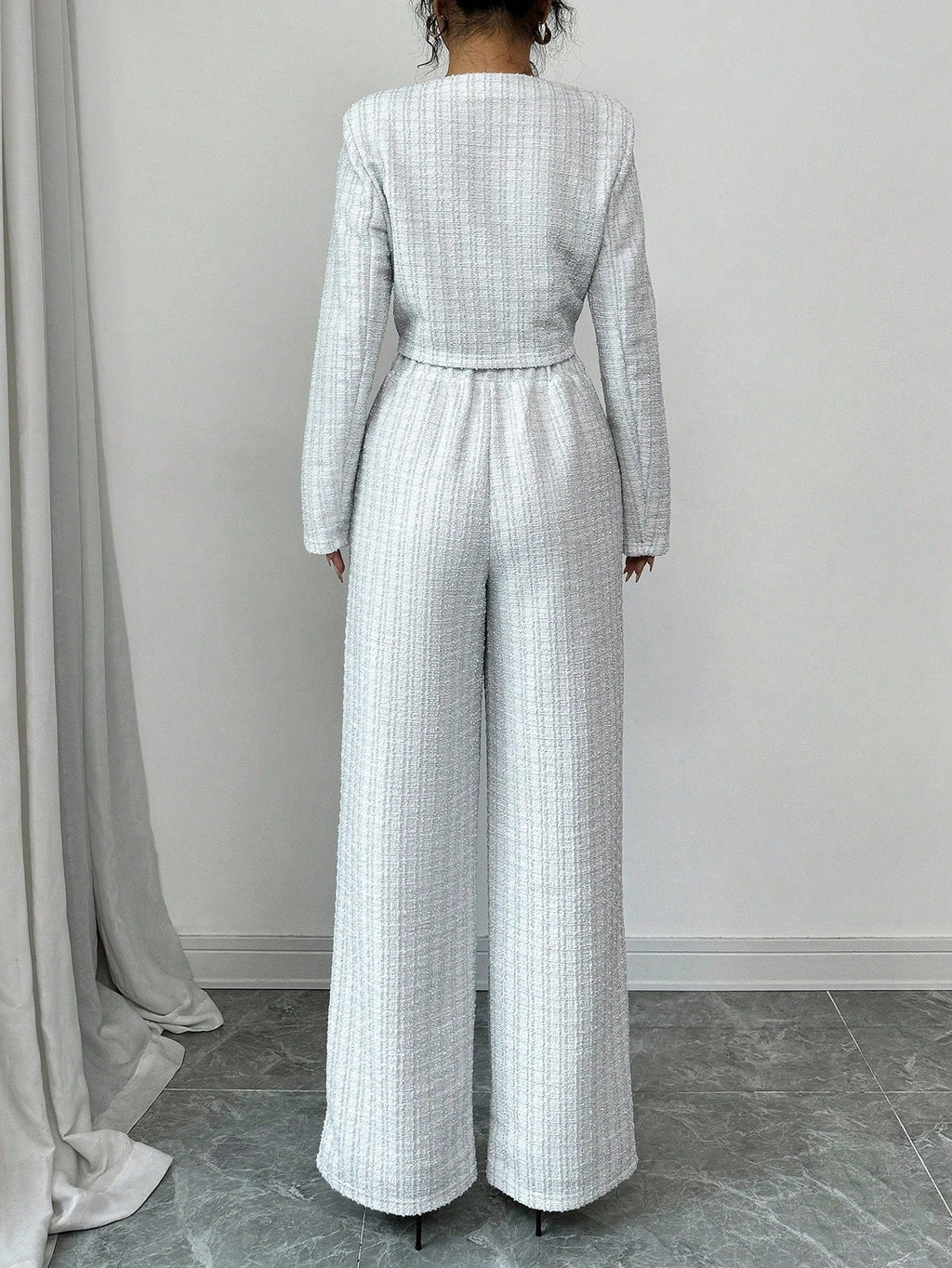 Spring And Autumn Long-sleeve Short-pants Suit, Tweed Short Jacket