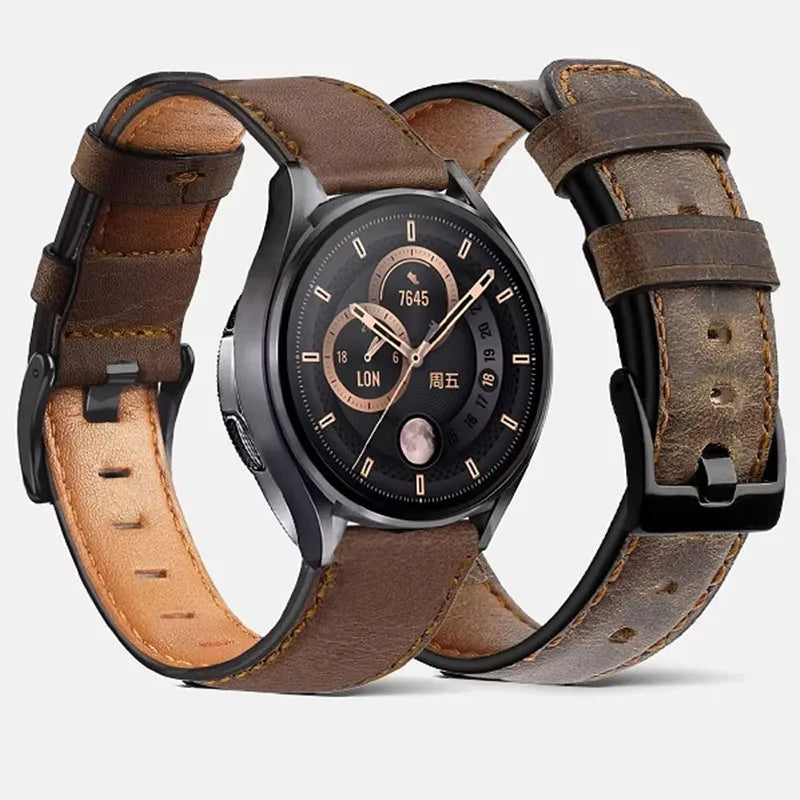 22mm 20mm Leather strap for Samsung Galaxy watch 7/FE/6/5/4/5 pro/Active 2 40mm 44mm Retro bracelet Huawei watch Gt 5-4-3-2 band
