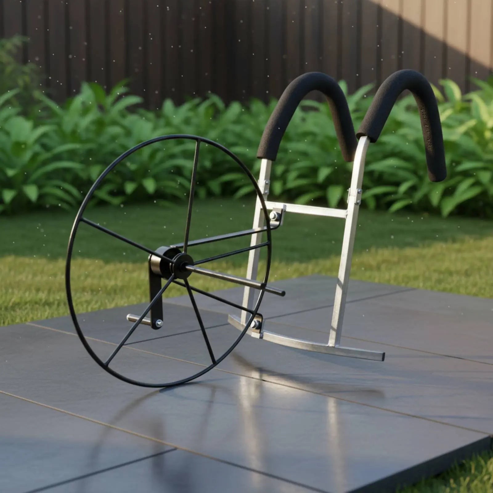 Shoulder-Carried Hose Reel Portable Hand-Crank Hose Winder Manual Irrigation Pipe Spool Sturdy Steel Construction Farming Tool