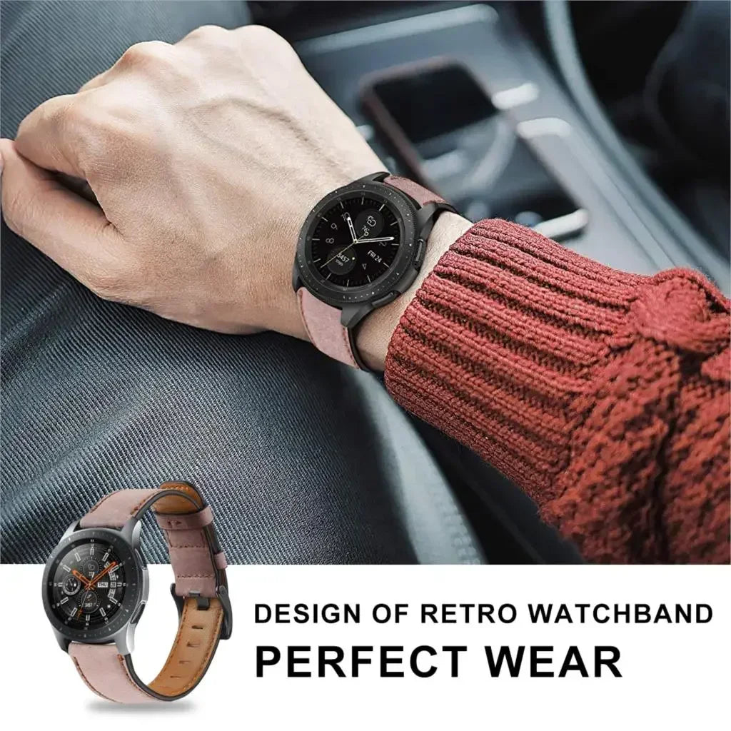 22mm 20mm Leather strap for Samsung Galaxy watch 7/FE/6/5/4/5 pro/Active 2 40mm 44mm Retro bracelet Huawei watch Gt 5-4-3-2 band
