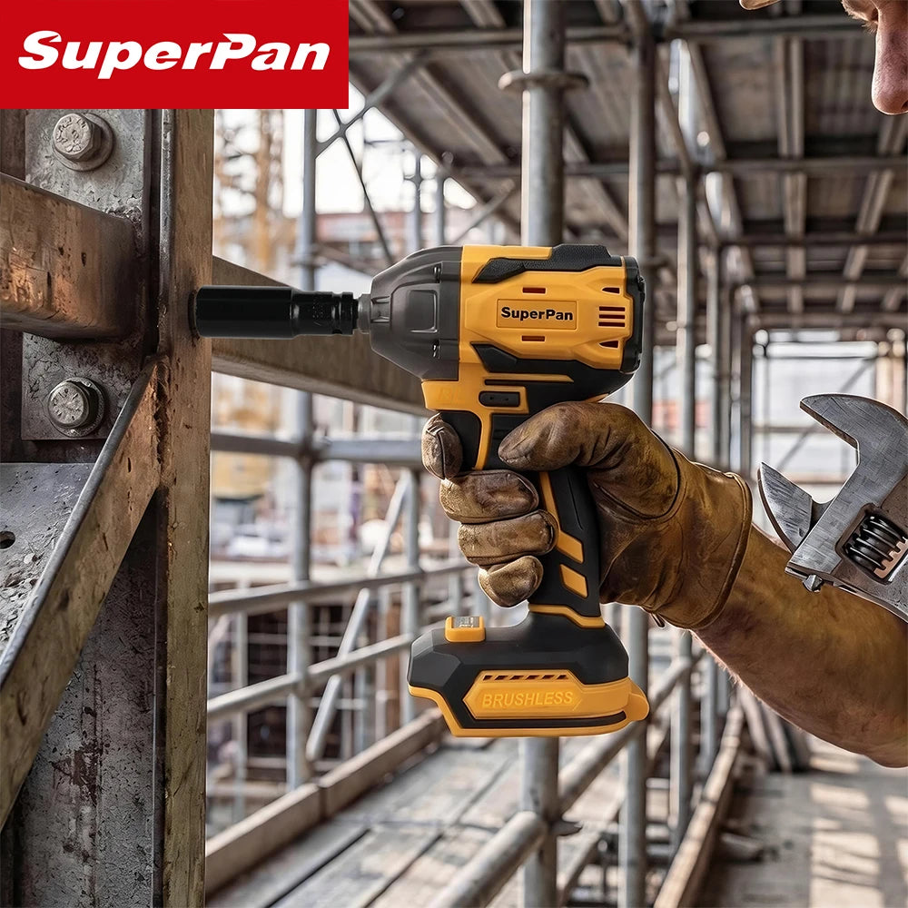SuperPan Brushless Motor Impact Wrench & Drill Combo Bare Tool,with Tool Bag,High Efficiency Cordless Tools for Construction