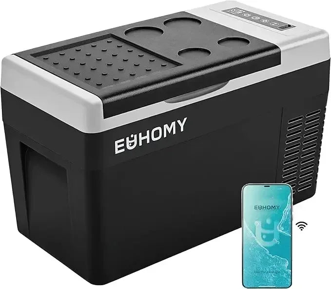 EUHOMY 12V 26 Quart Compressor Cooled Electric Cooler, 12/24V Portable Fridge with APP Control, Temperature Range -4℉ to 68℉
