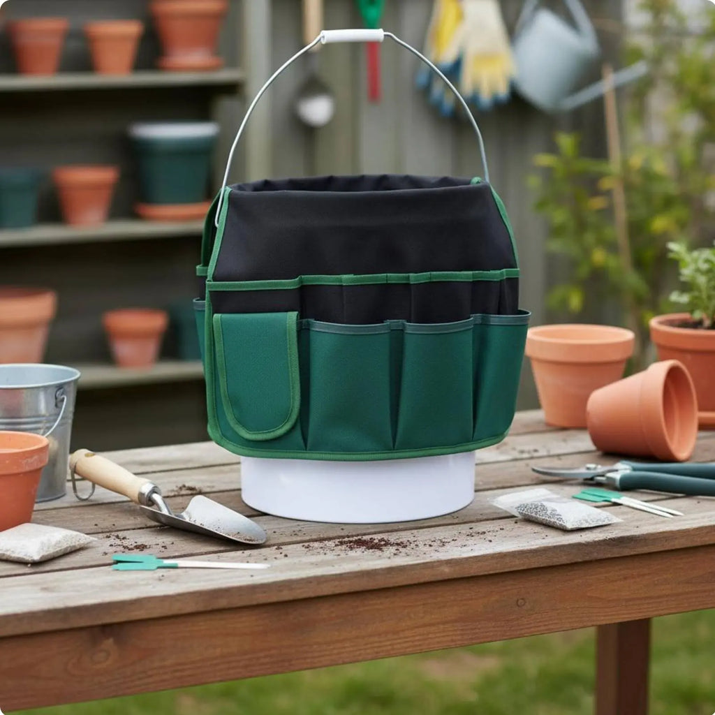 Gardening Tool Tote Large Capacity Multi-Pocket Tool Organizer Canvas Container Bag Waterproof Sturdy-Duty for Construction Site