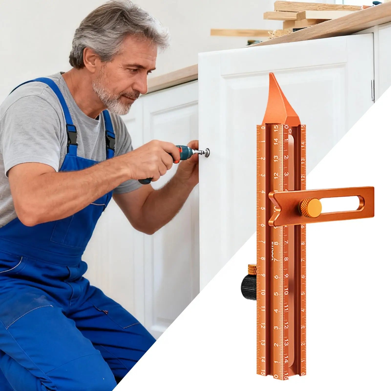 Wood Marking Tool 4-Sided Magnetic Base Gauge Metal Precision Ruler For Carpenter Carpentry Construction Miter Cutting Working