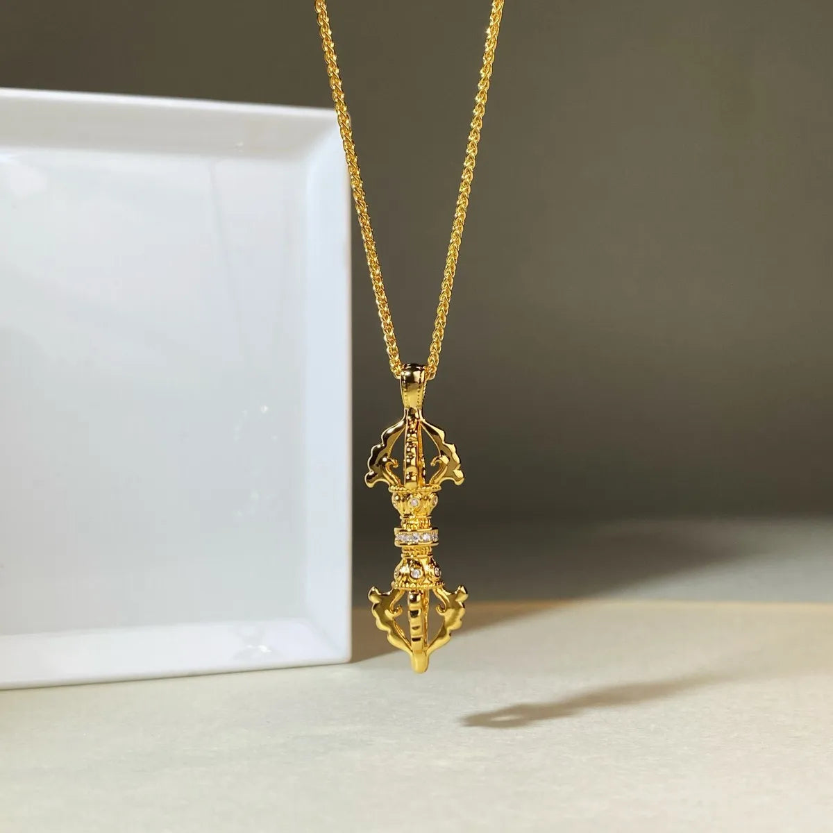 Luxury jewelry 9999 24K real gold vajra necklace with diamond pendant necklace 24K certificate version