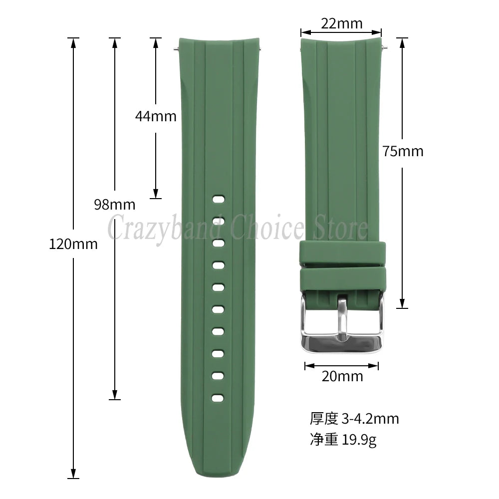 Soft Silicone Watch Band Bracelet for Seiko for Citizen for Casio Women Men‘s Wrist Belt High Elasticity Bracelet 20mm22mm Strap