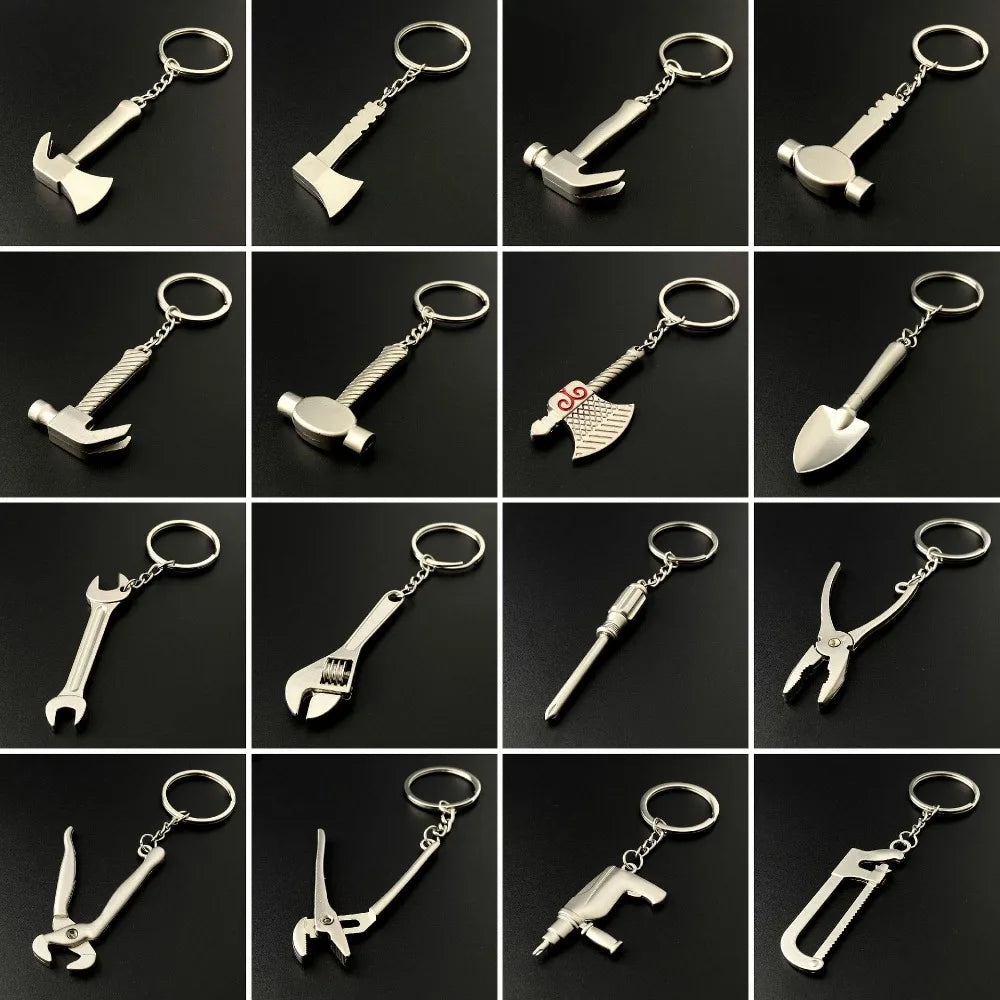 Construction Pretend Play Set Mini Multi DIY Toy Small Keyring Tools Metal Keychain Assorted Designs for Creative Play Gift Car