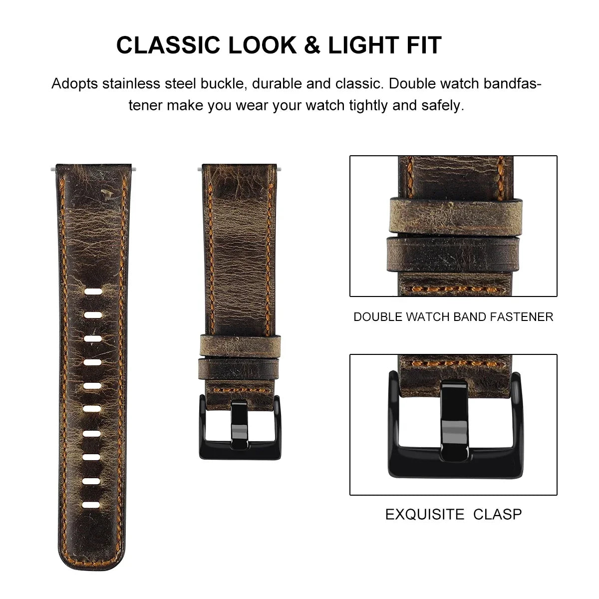 Retro Leather strap for Samsung Galaxy watch 7/6/classic/5/4 pro/Active 2 20mm 22mm watch band bracelet Huawei Gt 4-3-pro-2-2e