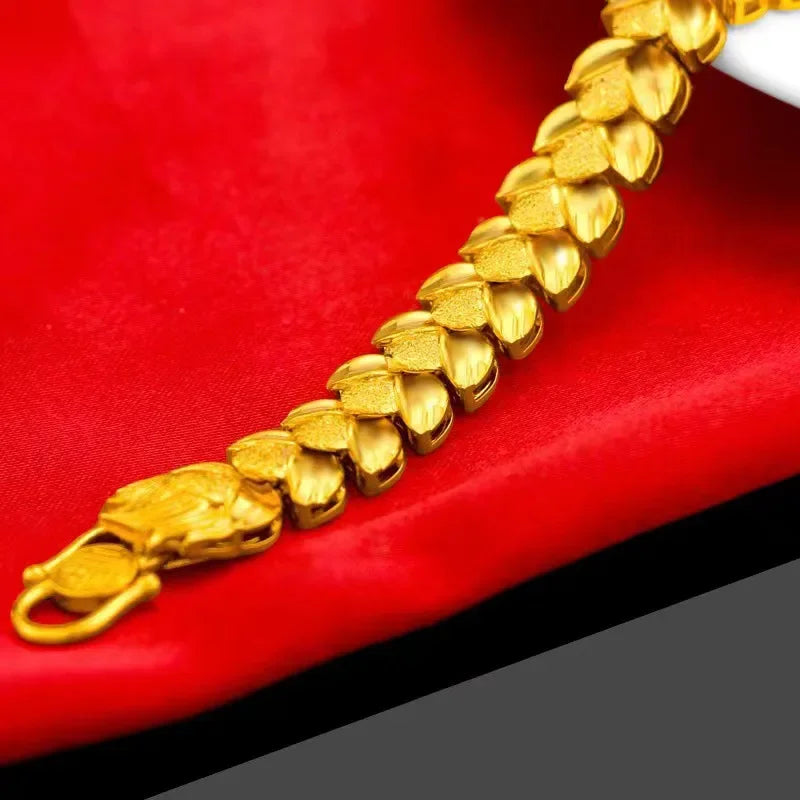 9999 real gold 24K yellow gold Men's Faucet Wheat Ear Bracelet