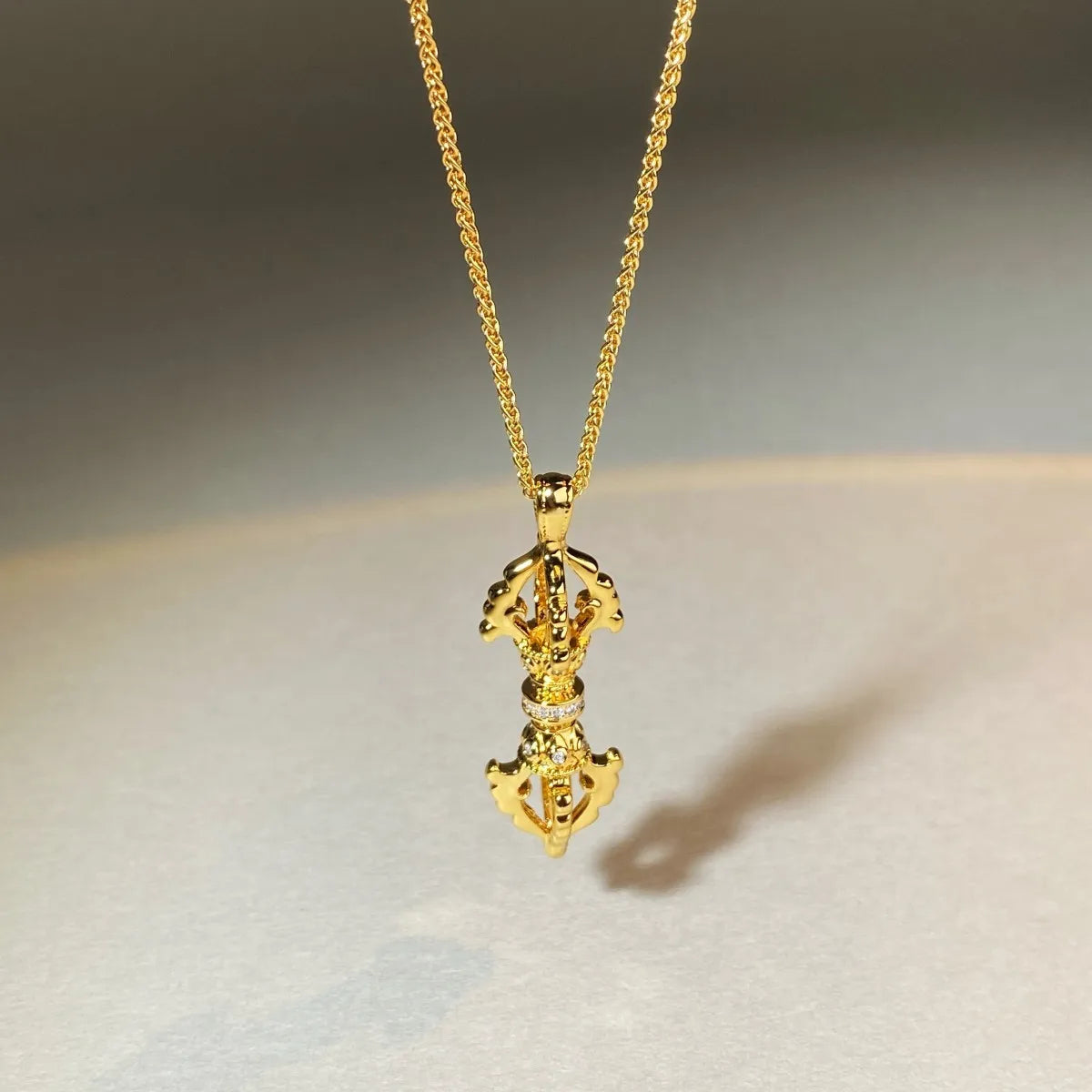 Luxury jewelry 9999 24K real gold vajra necklace with diamond pendant necklace 24K certificate version
