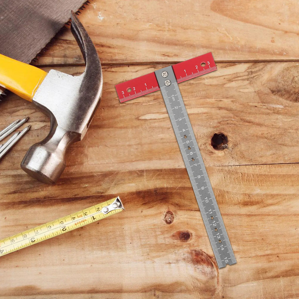 T-Shaped Aluminum Alloy Right Angle Ruler Precision Measuring Tool for Woodworking Carpentry Metalworking Construction Drafting