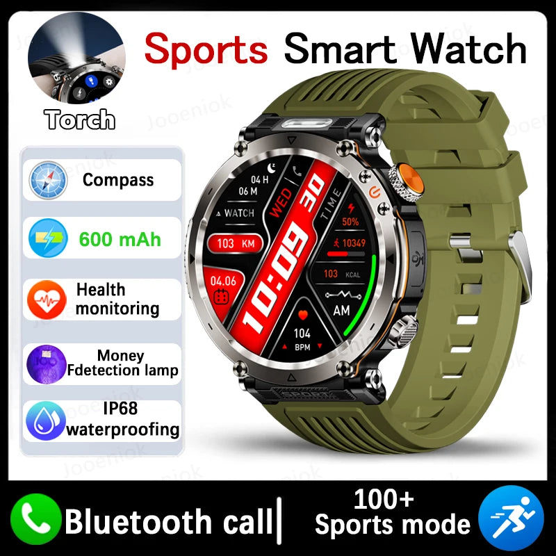 5ATM Outdoor Men‘s Smart Watch 600mAh Battery Compass Watches IP68 Waterproof Bluetooth Call Sports Smartwatch Man For Men Women