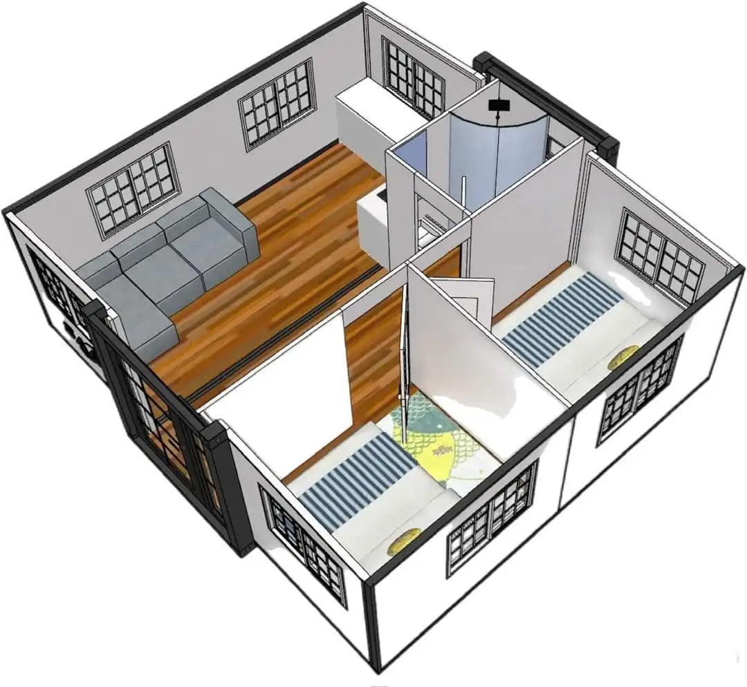 Customized 40ft Luxury Villa Mobile Container House Waterproof Prefab Portable Tiny Home With 2-5 Bedrooms For Office Building