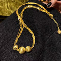 Brushed Shimmer Cat's Eye Necklace Women 24K Gold AU999 - Warm gold, clear texture, dynamic shimmer