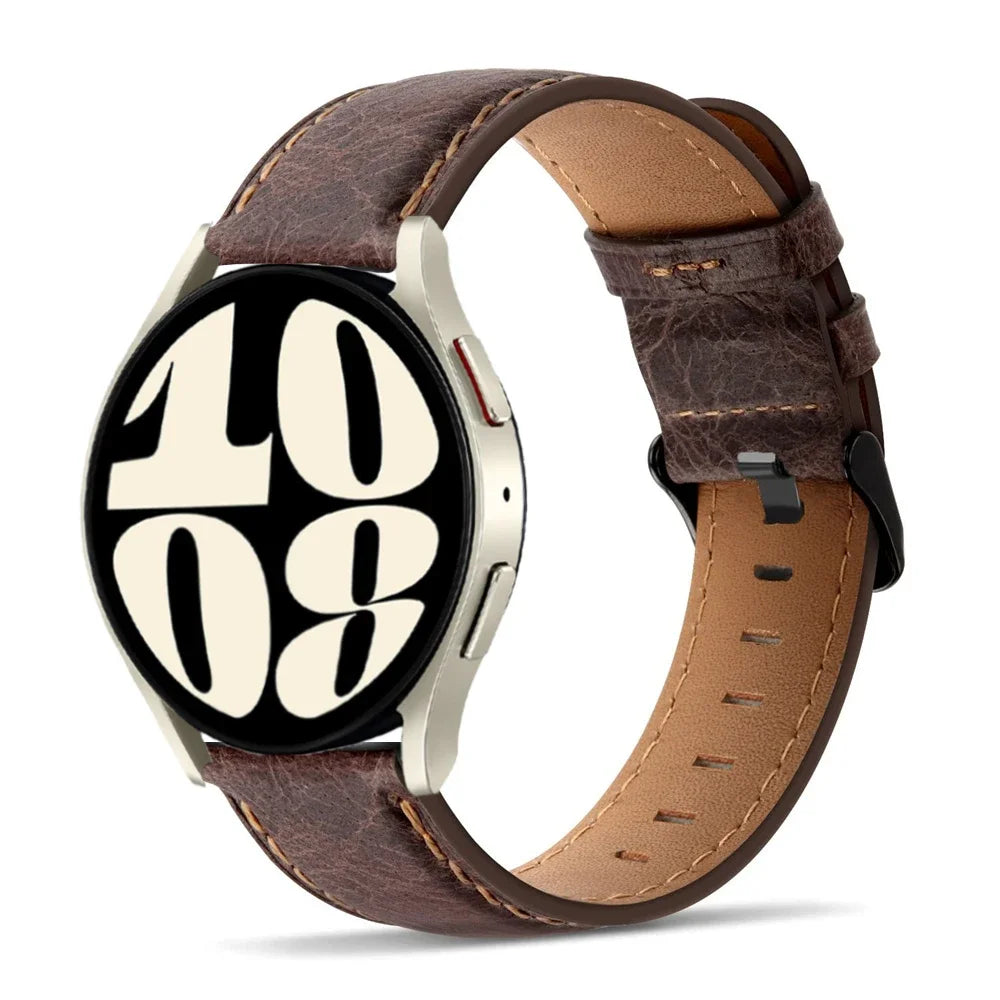 Retro Genuine Leather strap for Samsung Galaxy watch 7/FE/4/6/classic/5/5 pro 20mm 22mm band bracelet Huawei Gt 5-4-3-pro-2-2e