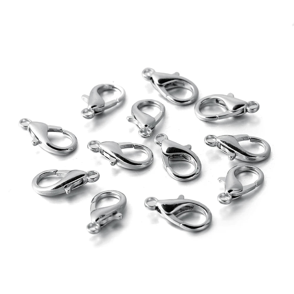 10pcs/lot Multiple Size Lobster Clasps Necklace Hooks Bracelets Connector Findings DIY Chains Jewelry Making Supplies Wholesale