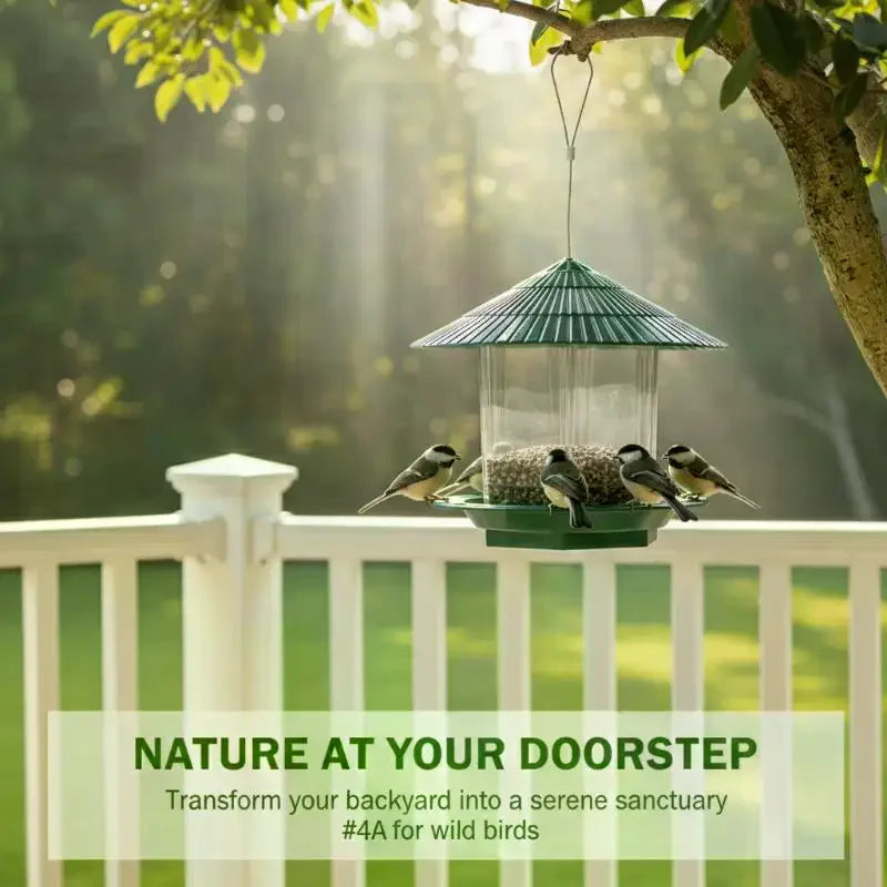 Waterproof Garden Gazebo Hanging Wild Bird Feeder Outdoor Container With Hang Rope Pet Birds Feeding House Type Bird Feeder