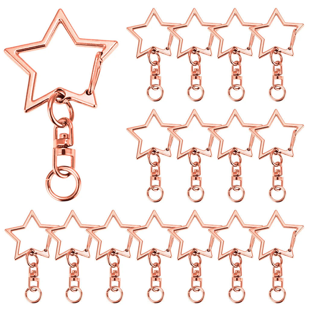 15/25/40 Set Star Shaped Rotating Spring Keychain, Suitable For  Keychain Lanyard, DIY Crafts, Holiday Gift, Bag Decorations