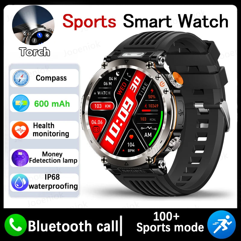 5ATM Outdoor Men‘s Smart Watch 600mAh Battery Compass Watches IP68 Waterproof Bluetooth Call Sports Smartwatch Man For Men Women