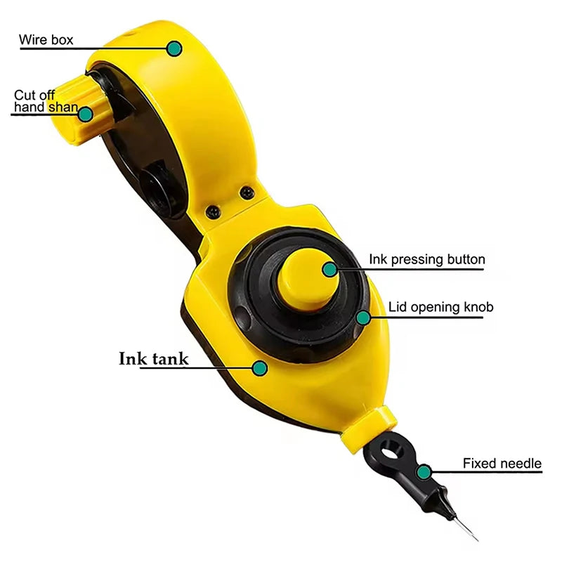Chalk Line & Ink Marker Set - Woodworking and Construction Measuring Tools with Nylon Wire for Precision Marking