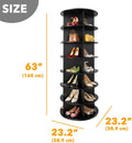 7-Tier Rotating Shoe Rack Tower, 360° Spinning Storage Organizer, Space-Saving Shoe Carousel for Closet, Black