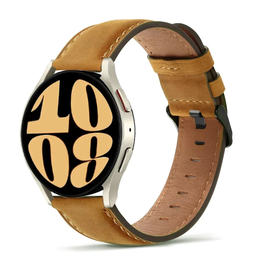 20mm 22mm Leather strap for Samsung Galaxy watch 7/FE/4/6/classic/5/5 pro 45mm Retro bracelet Huawei Gt 5-4-3-pro-2-2e bands