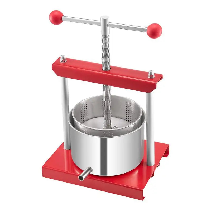 3L Manual Juice Extractor 0.8 Gallon For Home Kitchen Orchard Vineyard, Double Barrels Cider Press Apple Grape Tincture Honey Olive Oil Making Tool T-Handle Operation Silver Color Professional Grade Metal Construction