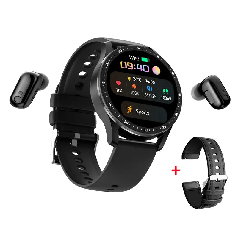 Original New Smart Watch TWS Bluetooth Headset 2 in 1 Men Sports Fitness Tracker IP67 Waterproof Women Heart Rate Health Monitor