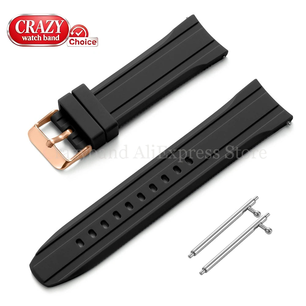Soft Silicone Watch Band Bracelet for Seiko for Citizen for Casio Women Men‘s Wrist Belt High Elasticity Bracelet 20mm22mm Strap