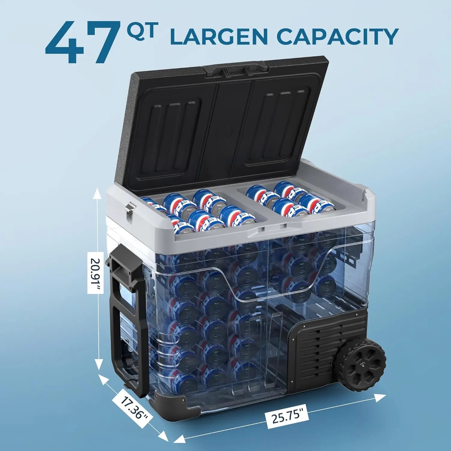 Euhomy Wholesale 45L App Controlled Electric Car Refrigerator Refrigerator Cooler with Wheels & 2 Baskets for Car